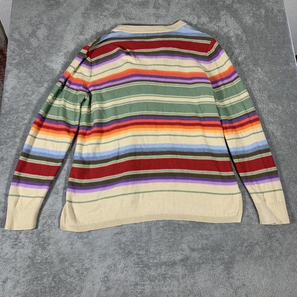 Chaps Rainbow Colorful Striped Knit Sweater Size Medium Women’s - Picture 6 of 11